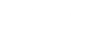 Stanton's Window Panes log in white with transparent background